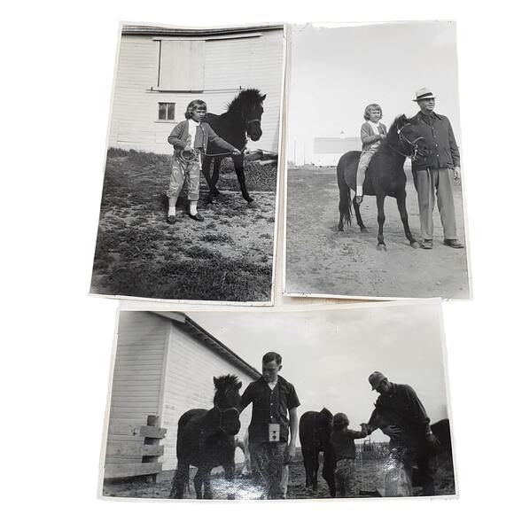 Vtg B&W Orig Photo 1964 Found Young Girl Learns to Ride Horse Snapshot Lot of 3 - Picture 1 of 7
